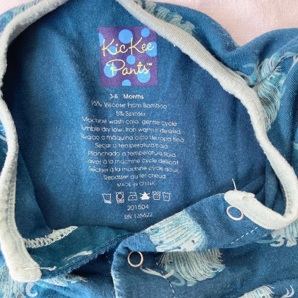 💙2/$25 Kickee Pants 3-6 Months Baby Blue Elephant Button Sleeper - Picture 2 of 5
